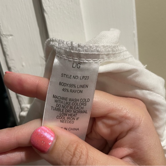 Ci Sono Smocked Waist Linen Blend Pants White Women’s Large - Picture 7 of 8